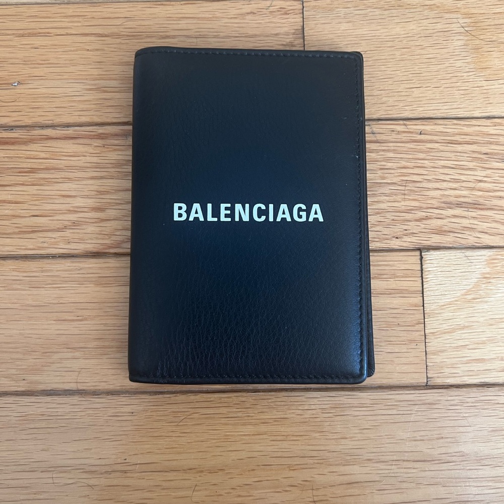 Balenciaga Black Lambskin Leather Bi-fold Wallet